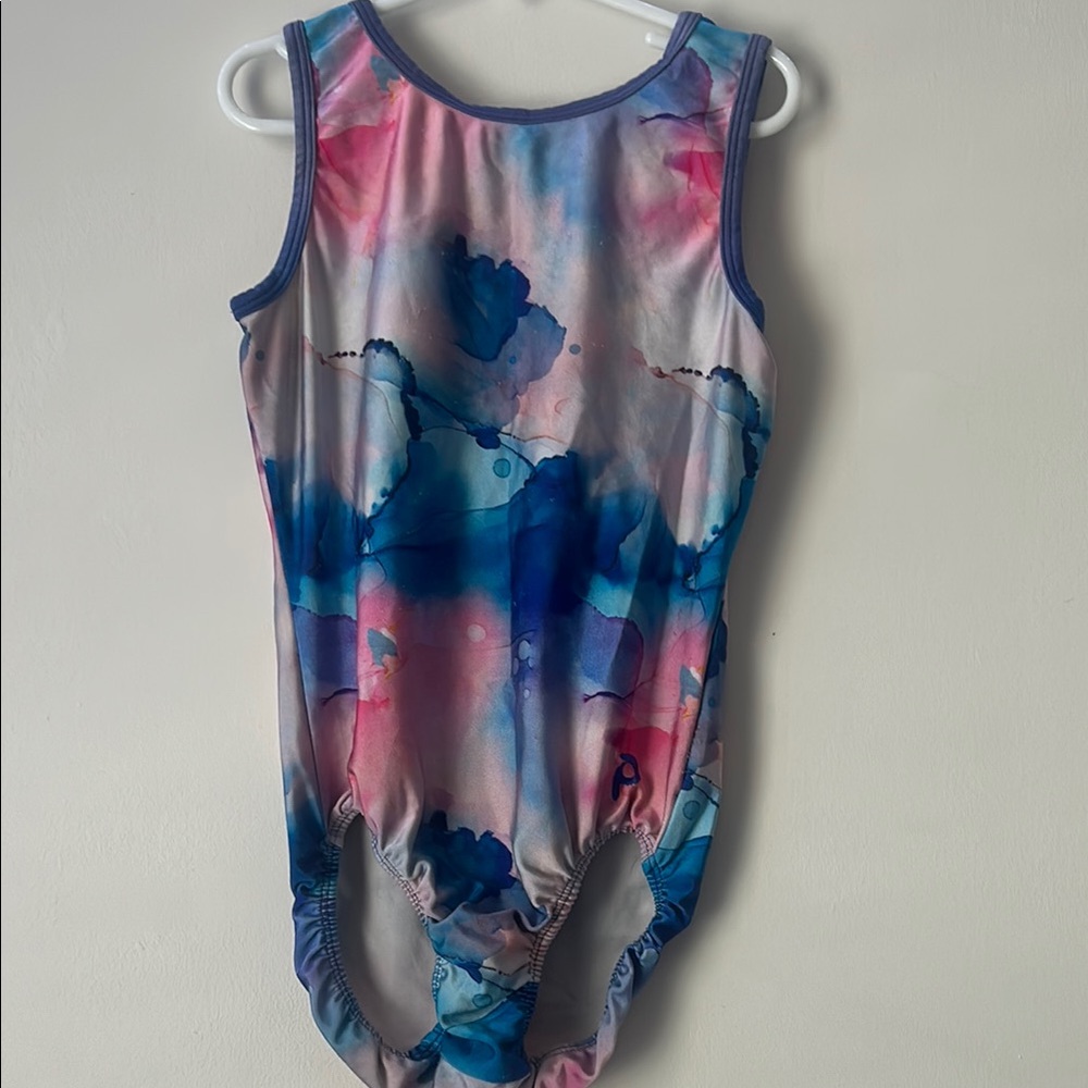 Pink and Blue Artistic Bodysuit with Watercolor Design